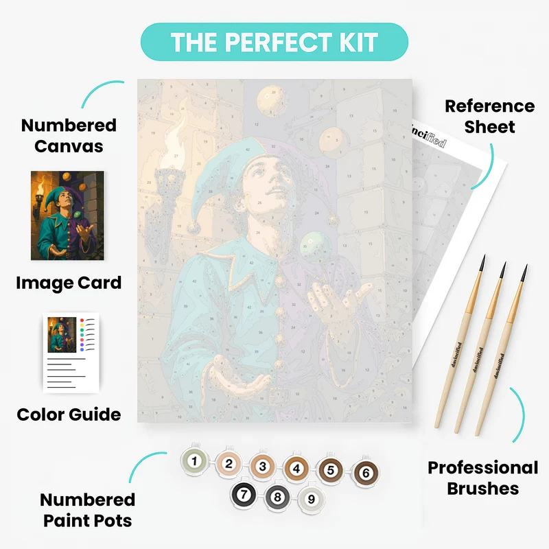 Torchlit Jester's Toss - Paint by Numbers Kit