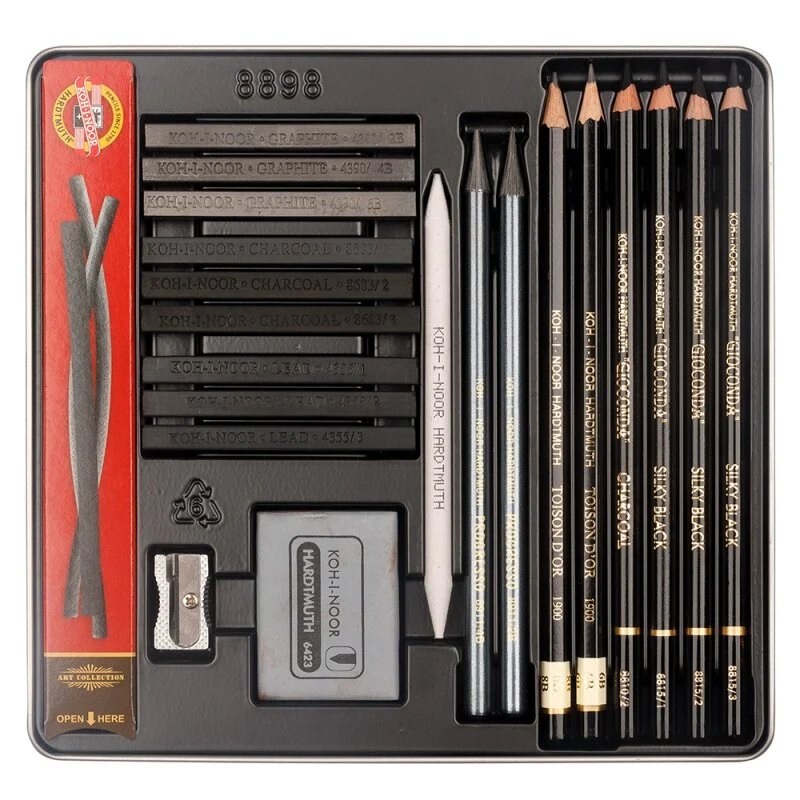 KOH-I-NOOR | Gioconda Art Künstlerset Kohle und Graphit Metalletui 23er Set