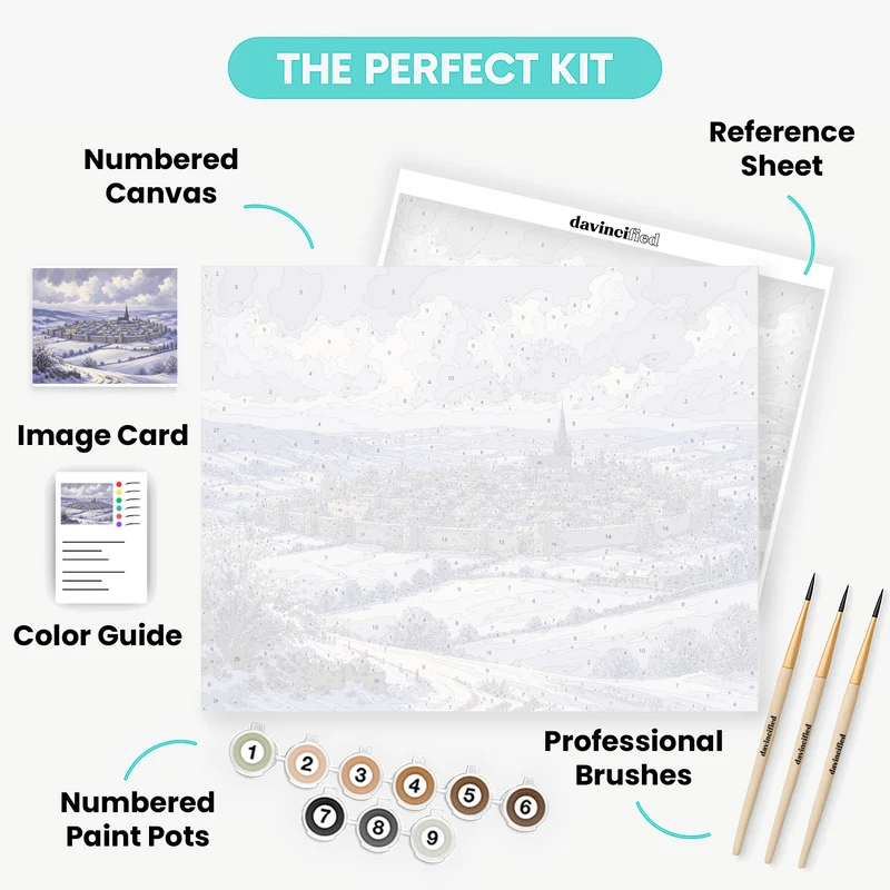 Snowbound Walled Town - Paint by Numbers Kit