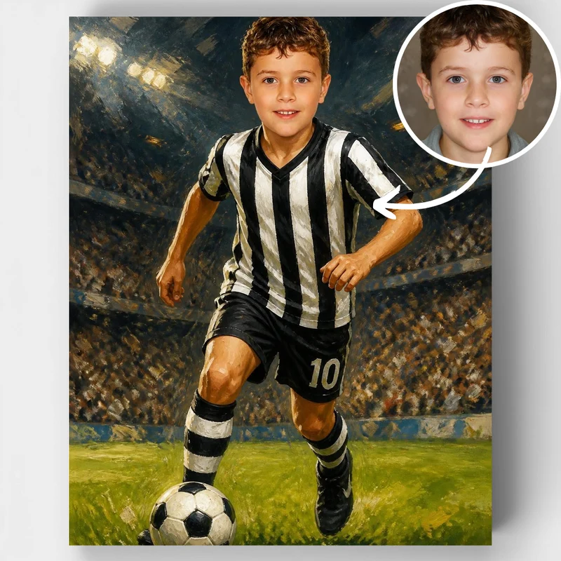 Black & White Stripes Soccer Star - Custom Paint by Numbers Kit