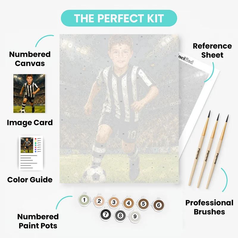 Black & White Stripes Soccer Star - Custom Paint by Numbers Kit