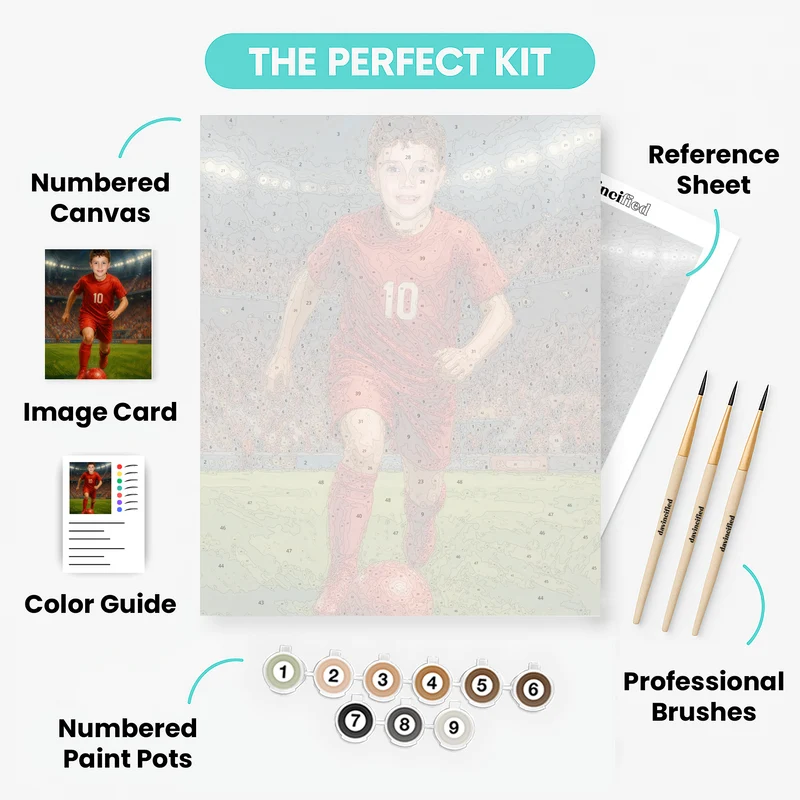 Red Kit Soccer Star - Custom Paint by Numbers Kit