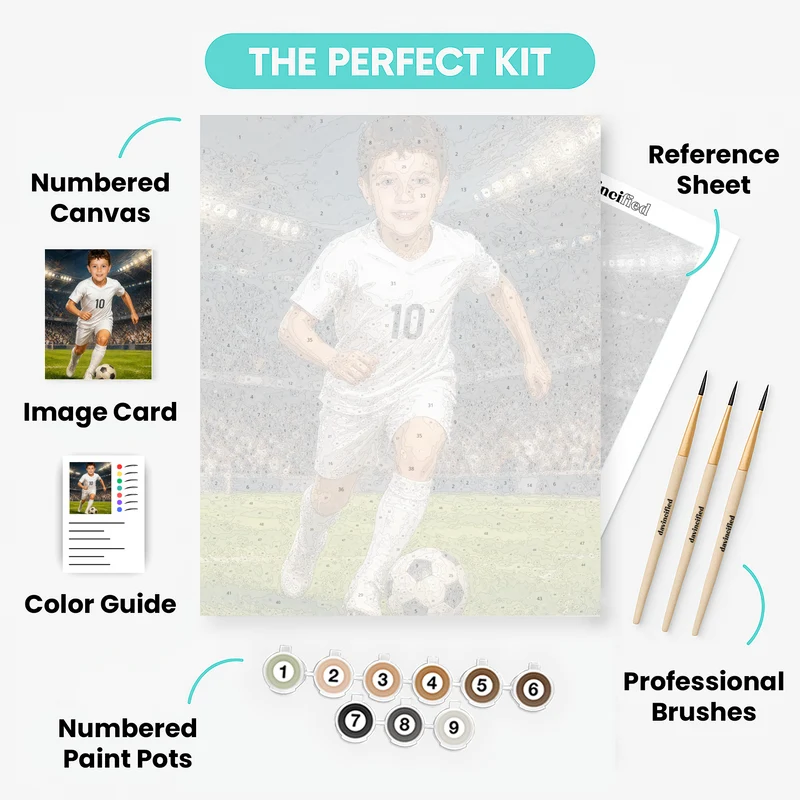 White Kit Soccer Star - Custom Paint by Numbers Kit