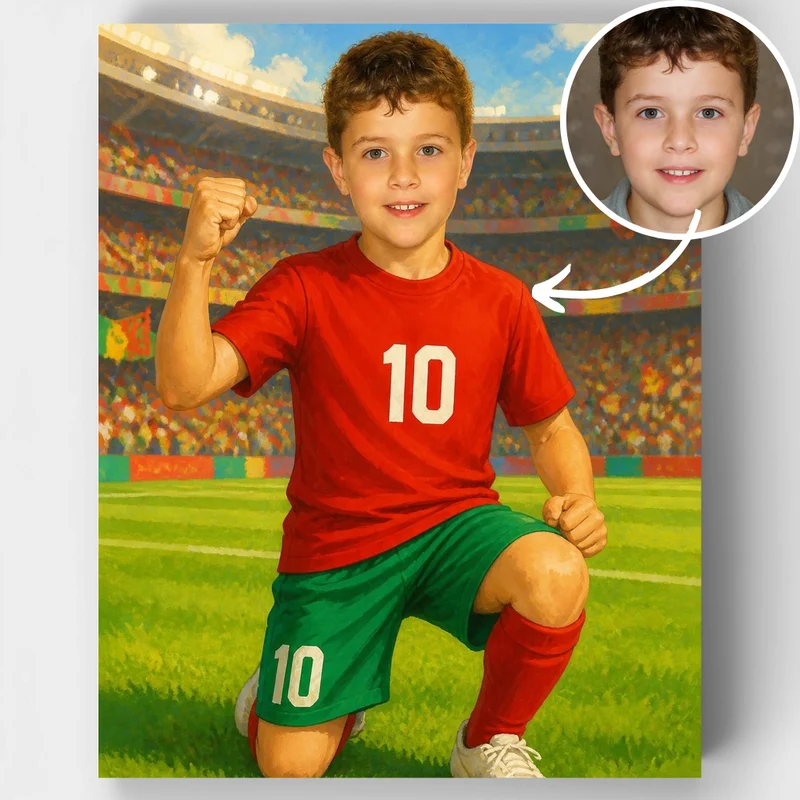 Red & Green Soccer Champion - Custom Paint by Numbers Kit