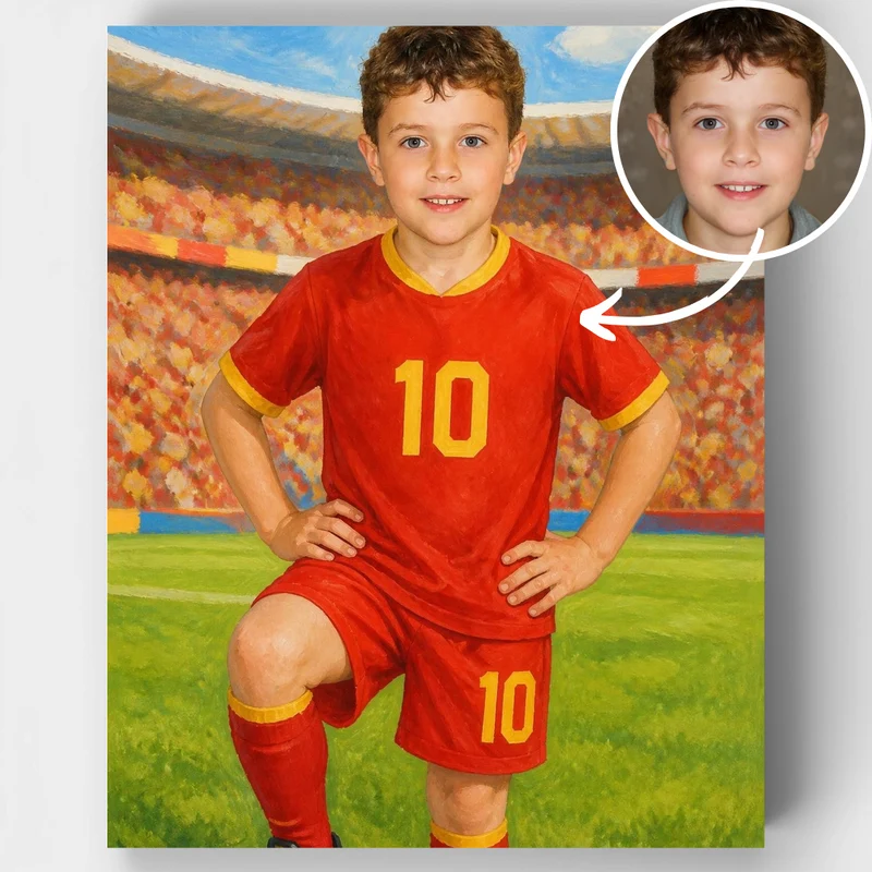 Red & Gold Soccer Champion - Custom Paint by Numbers Kit