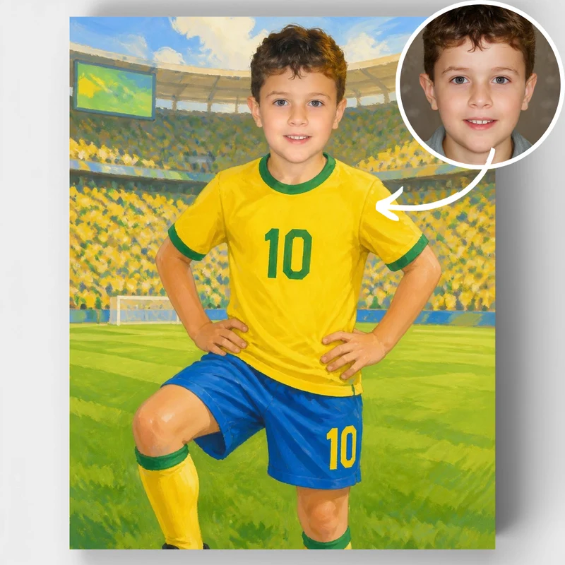 Yellow & Green Soccer Champion - Custom Paint by Numbers Kit