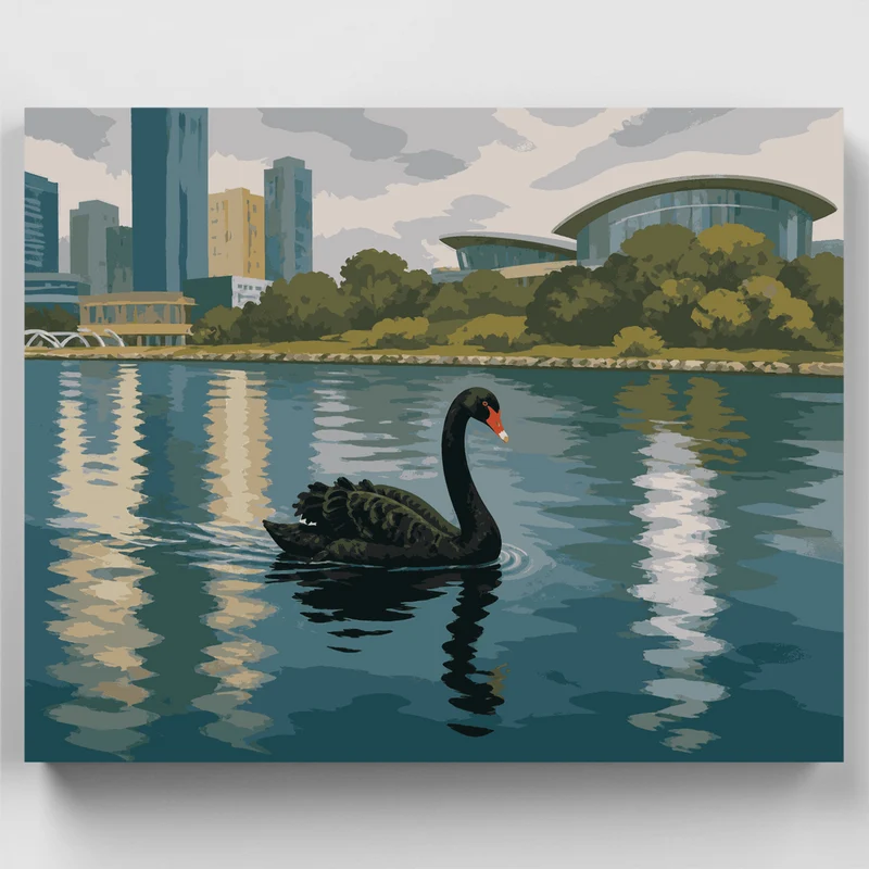 Black Swan on the Swan River - Paint by Numbers Kit