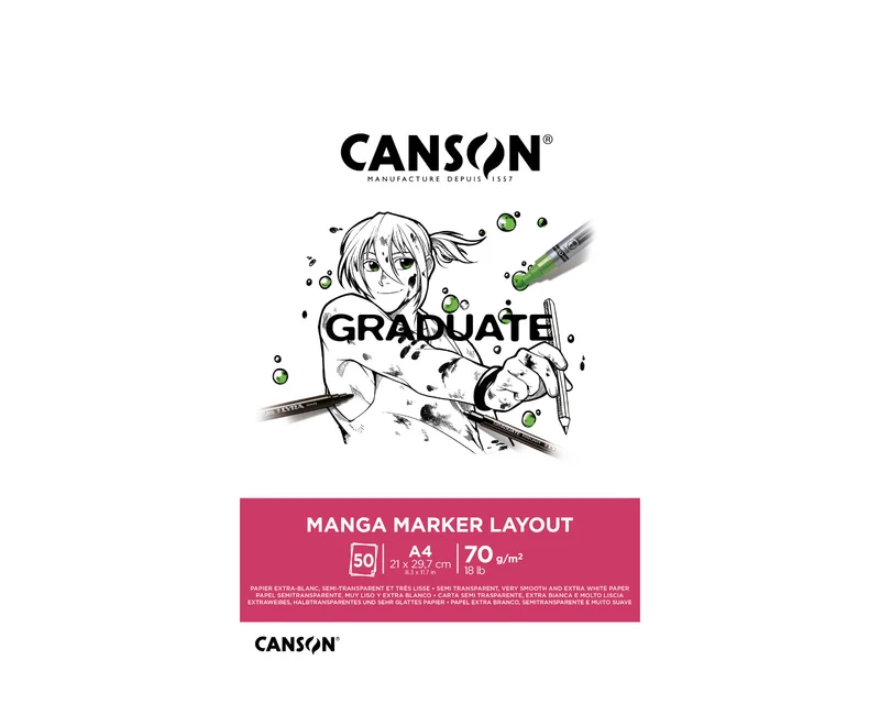 CANSON Graduate Manga Marker Layout Block (DIN A4, 50 BL, 70gr., extraweiß, geleimt)