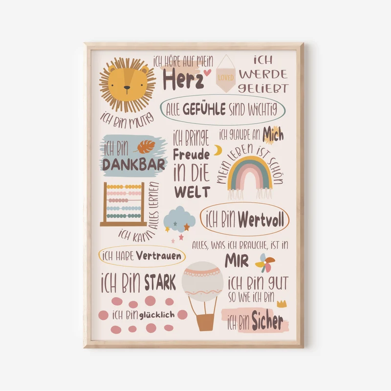 Modern Kids Art - Affirmations Poster Harmonie