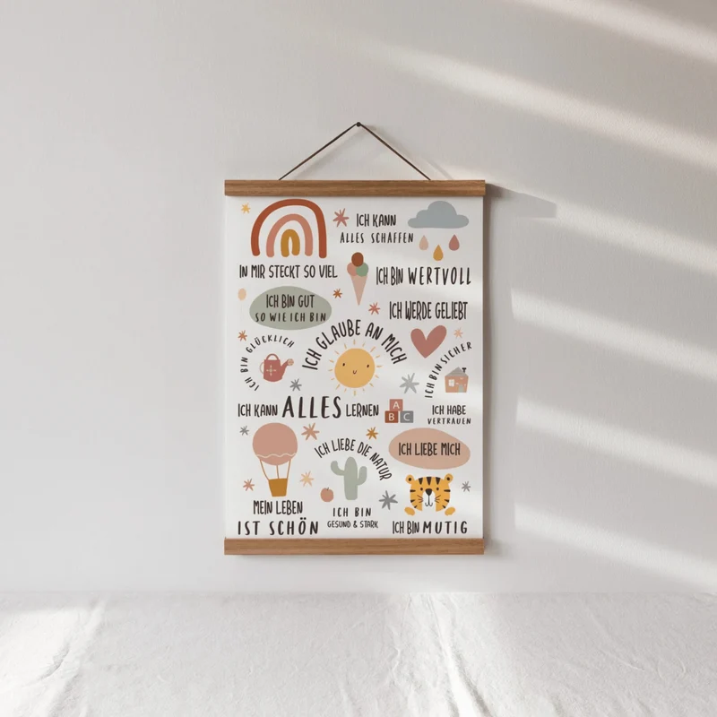 Modern Kids Art - Poster Affirmationen Regenbogen