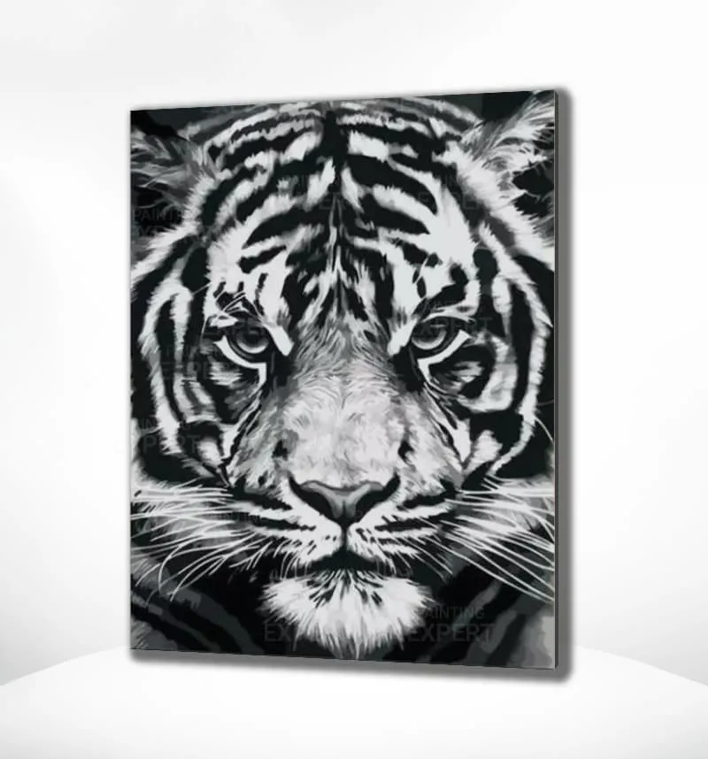 Diamond Painting Schwarz-Weiß Tiger
