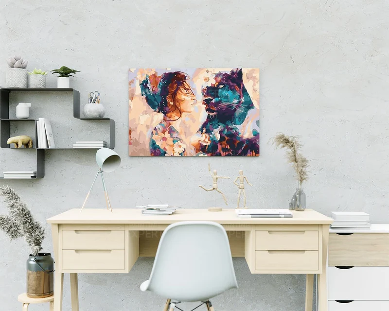 Diamond Painting Frau mit Lepoard