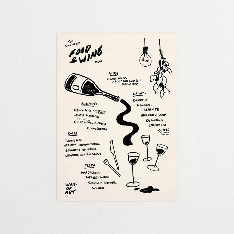 Food and Wine Menu Black