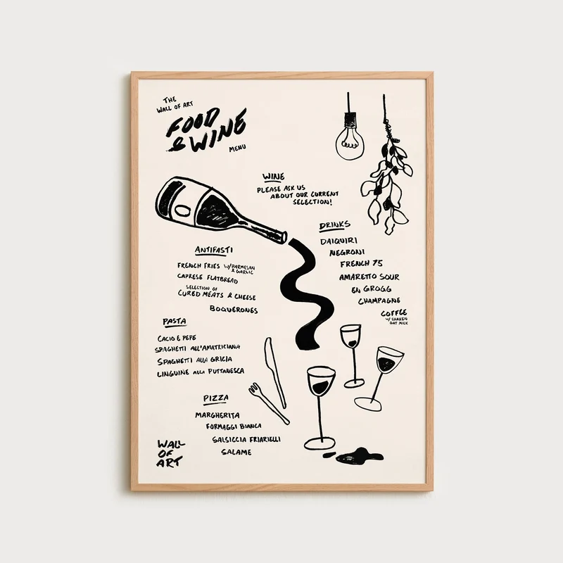 Food and Wine Menu Black