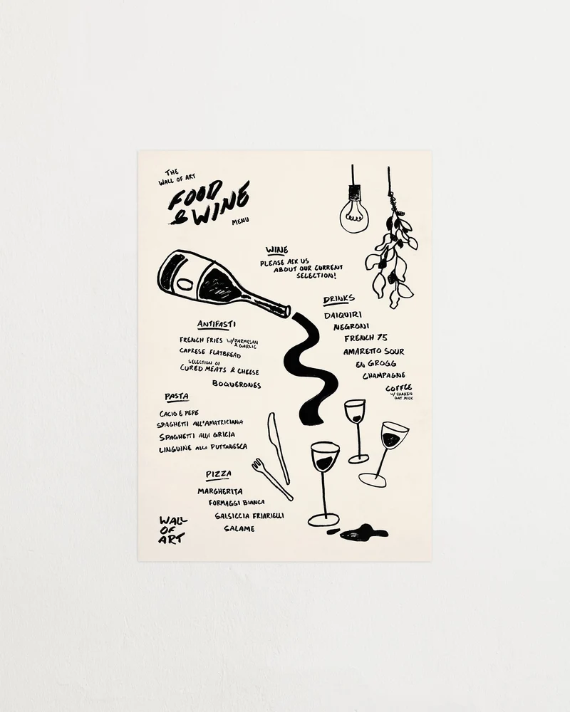 Food and Wine Menu Black