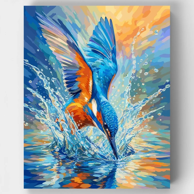 Kingfisher's Dive - Paint by Numbers Kit