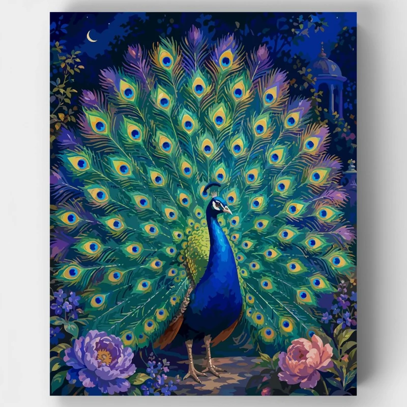 Moonlit Peacock Display - Paint by Numbers Kit