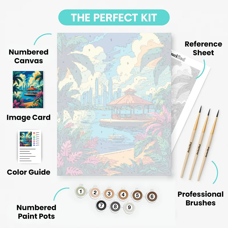 Brisbane Tropical Waterfront Gazebo - Paint by Numbers Kit