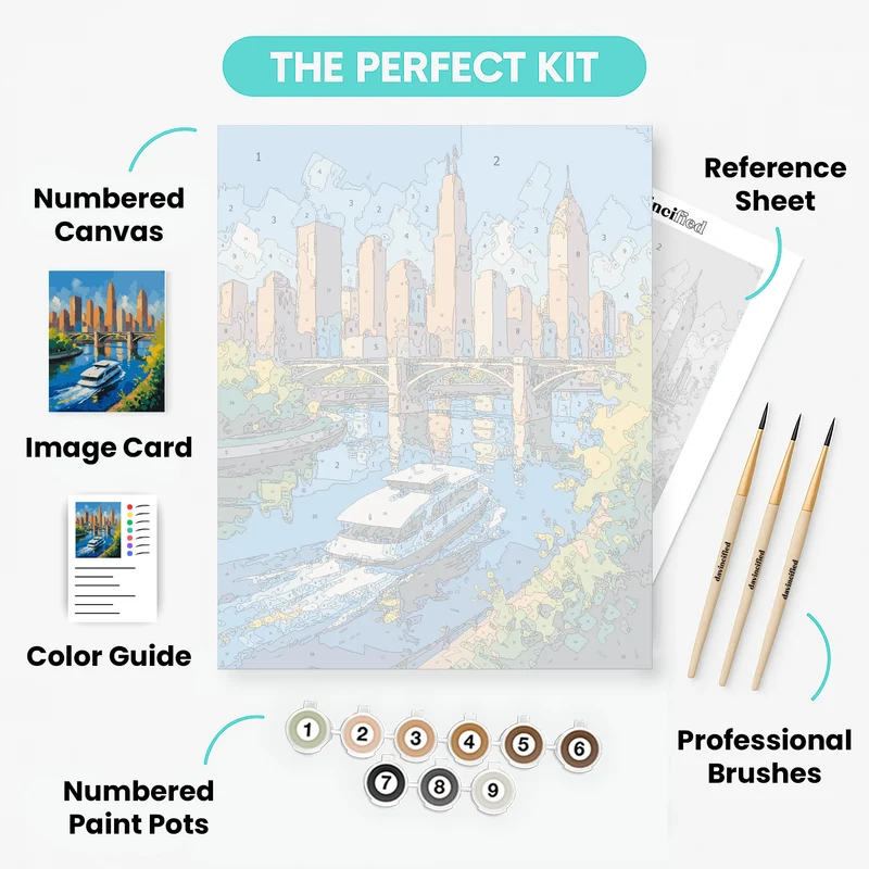 Cincinnati Riverfront Skyline - Paint by Numbers Kit