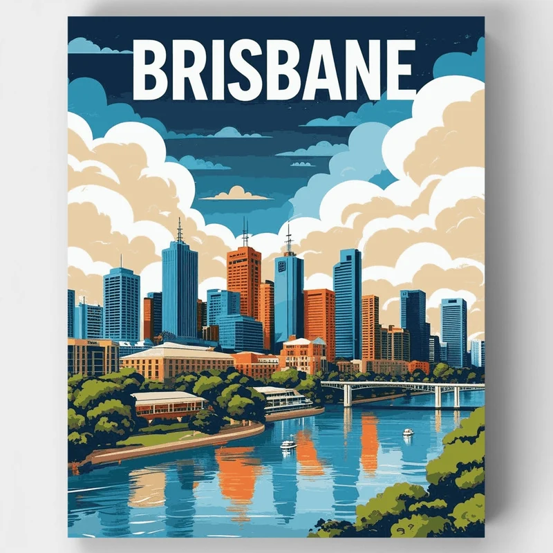Brisbane River City Skyline - Paint by Numbers Kit