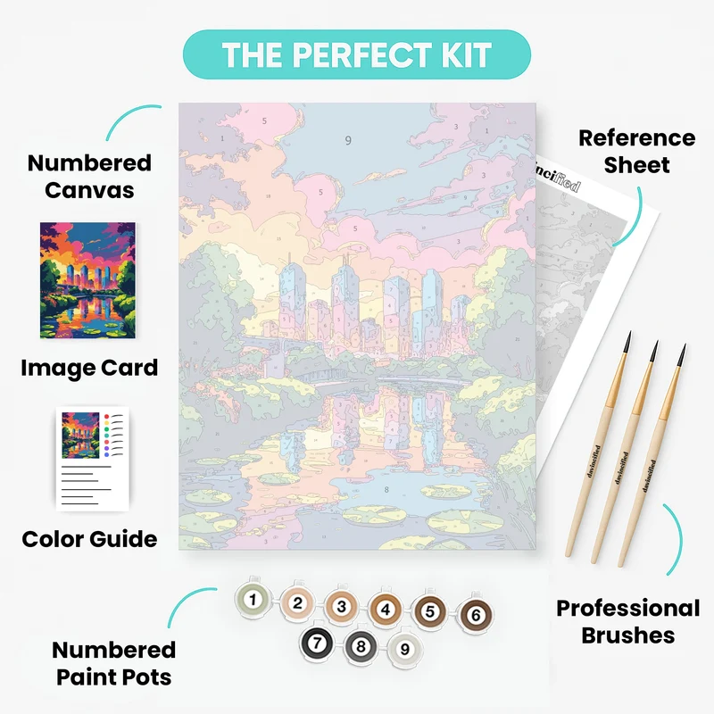 Houston Bayou Sunset Skyline - Paint by Numbers Kit