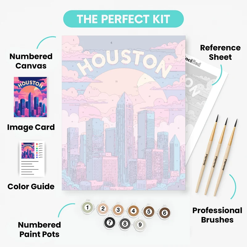 Houston Skyline Sunset - Paint by Numbers Kit