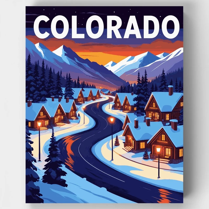 Colorado Winter Village - Paint by Numbers Kit