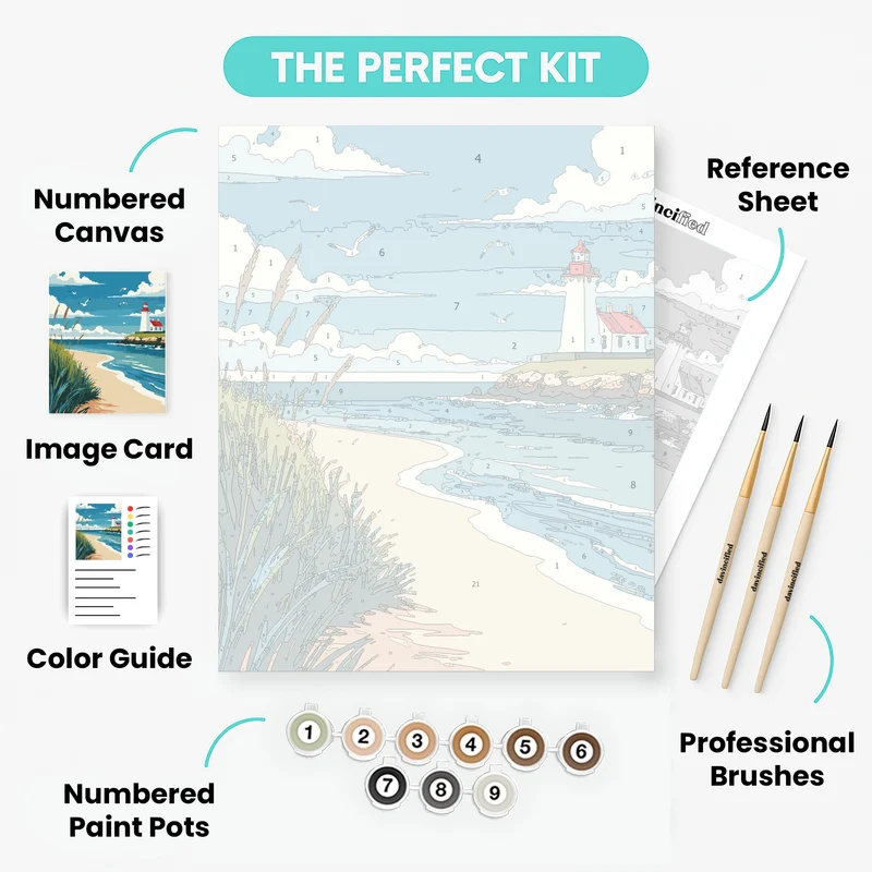 Cape Cod Lighthouse Beach - Paint by Numbers Kit