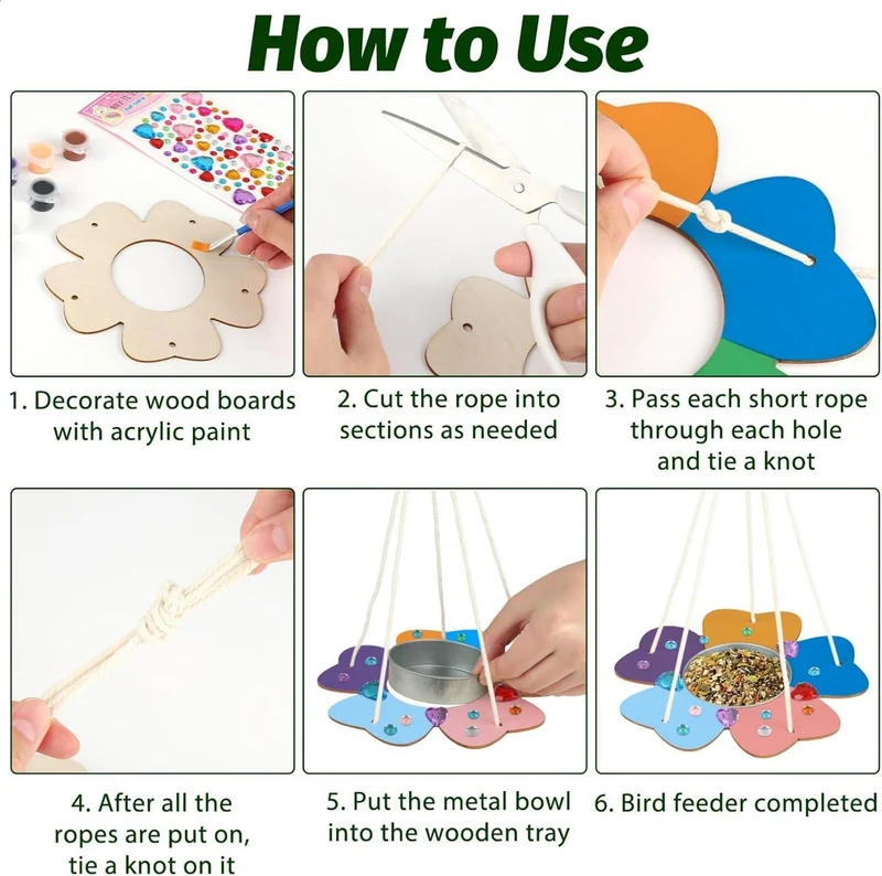 GHVACZS Kinder DIY Vogelfutter Craft Set, 2er Pack, Holz