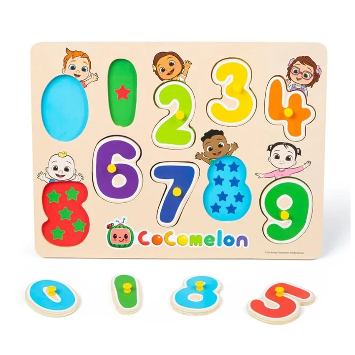 Дървен детски пъзел числа Cocomelon