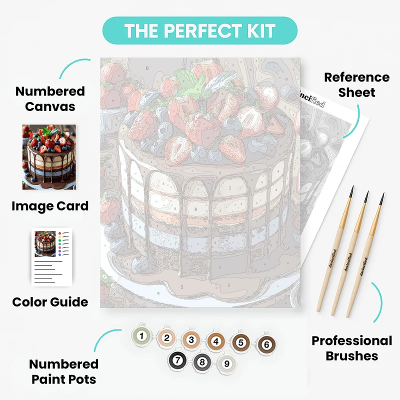 Chocolate Berry Drip Cake - Paint by Numbers Kit