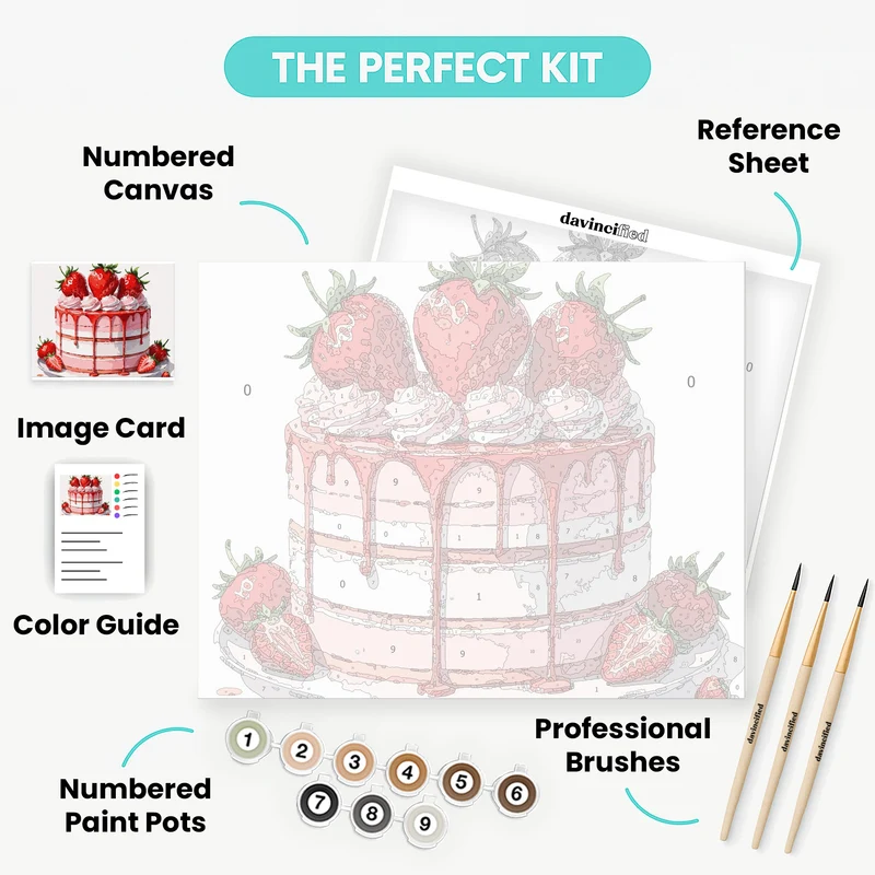 Strawberry Drip Cake - Paint by Numbers Kit