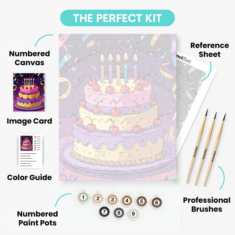 Birthday Celebration Cake - Paint by Numbers Kit