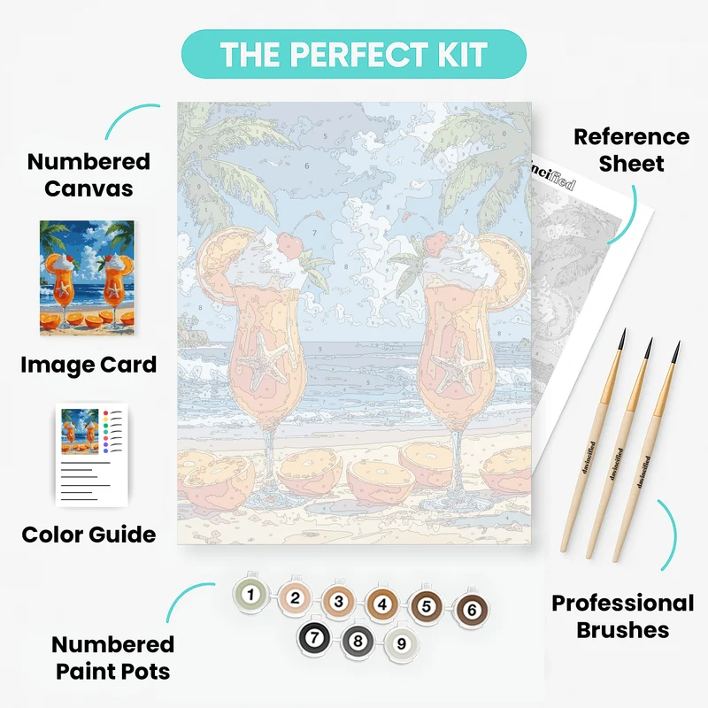 Tropical Beach Mocktails - Paint by Numbers Kit