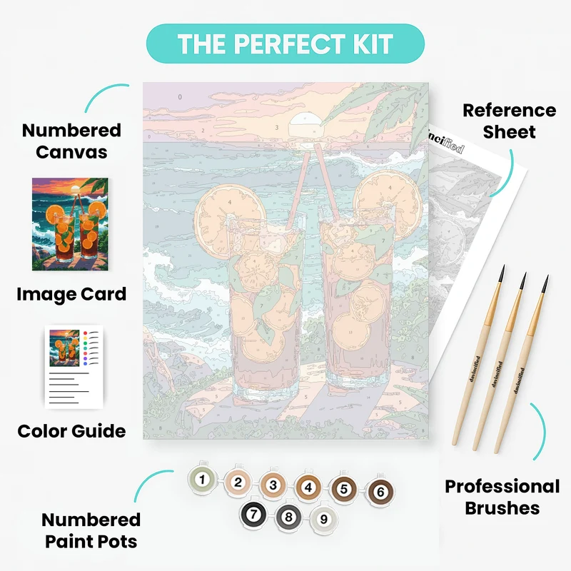 Tropical Sunset Cocktails - Paint by Numbers Kit