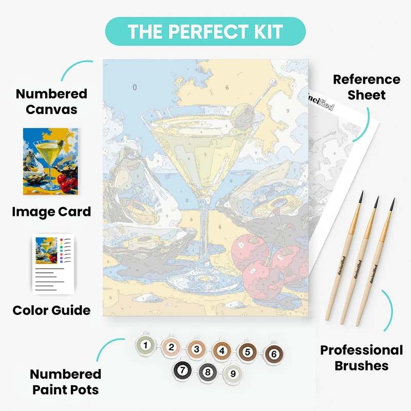 Coastal Martini with Oysters - Paint by Numbers Kit