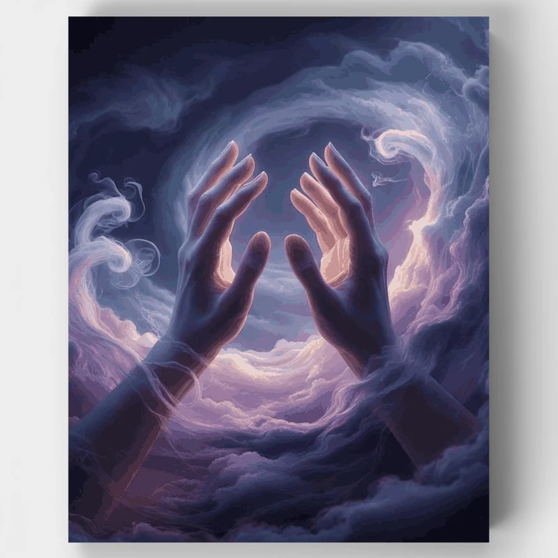 Mystical Hands in the Clouds - Paint by Numbers Kit