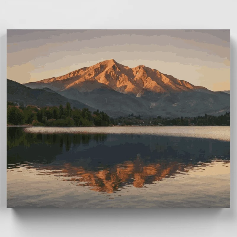 Mountain Lake Reflection at Sunset - Paint by Numbers Kit