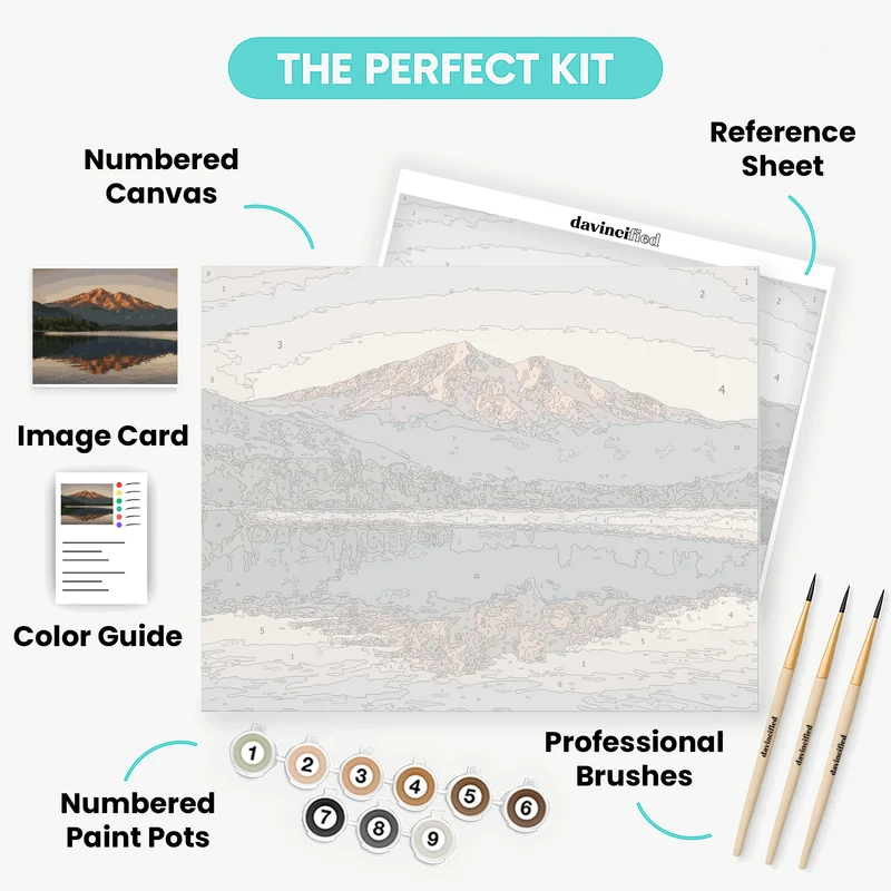 Mountain Lake Reflection at Sunset - Paint by Numbers Kit