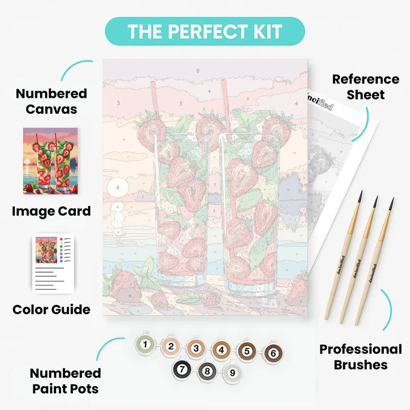 Strawberry Sunset Mocktails - Paint by Numbers Kit