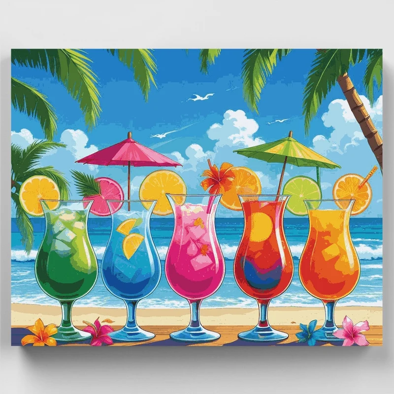 Tropical Beach Cocktails - Paint by Numbers Kit