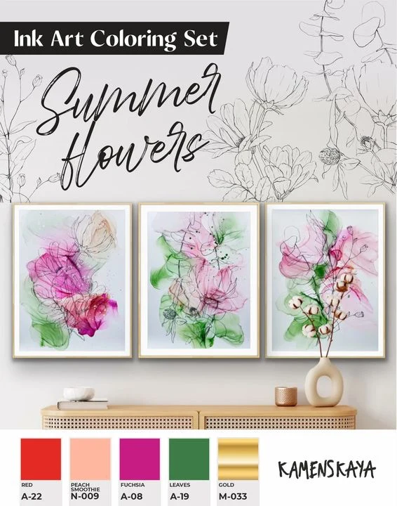 Atramentová sada Kamenskaya 'Summer Flowers'