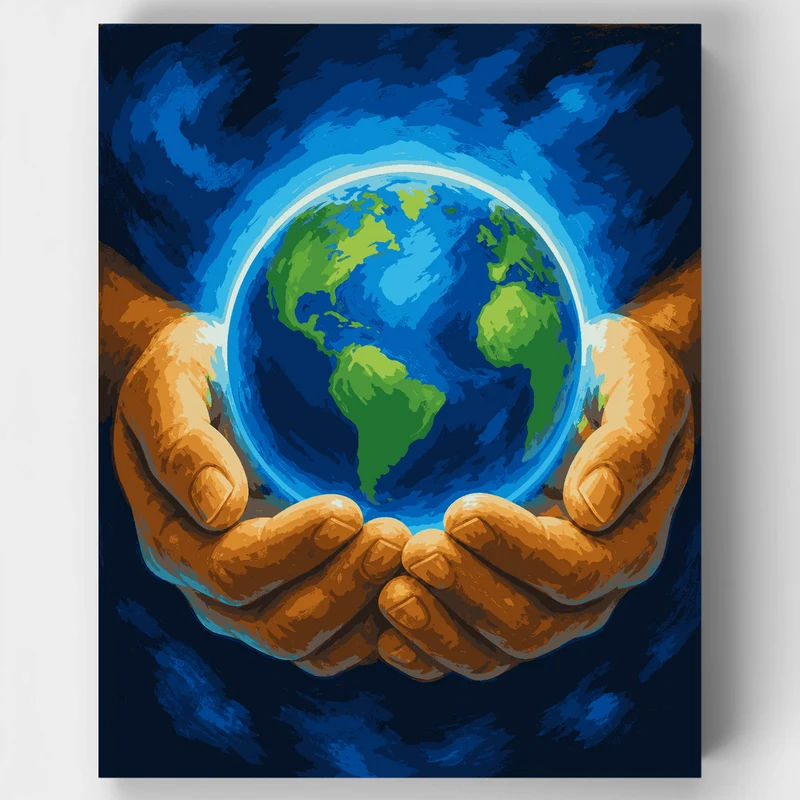 Earth in Hands - Paint by Numbers Kit