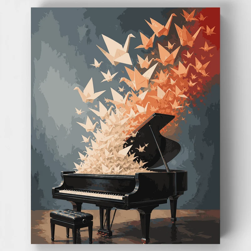 Origami Cranes Piano - Paint by Numbers Kit