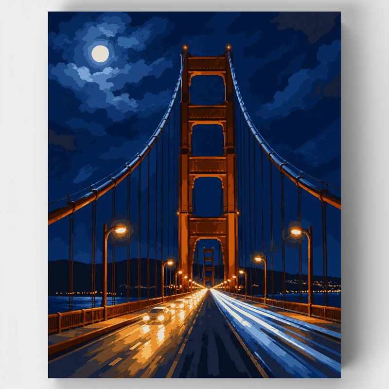Moonlit Golden Gate - Paint by Numbers Kit