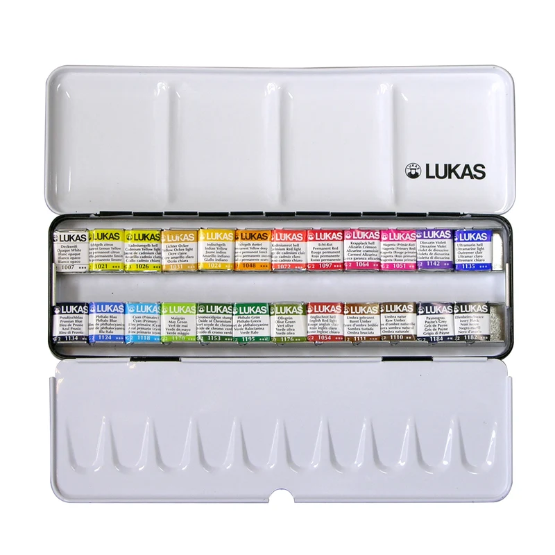 LUKAS Aquarell 1862 Set Metallkasten (24 halbe Näpfchen)