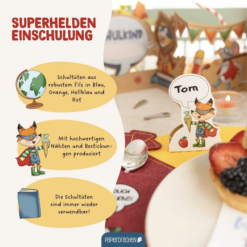 4 Filz-Taschen zur Einschulung