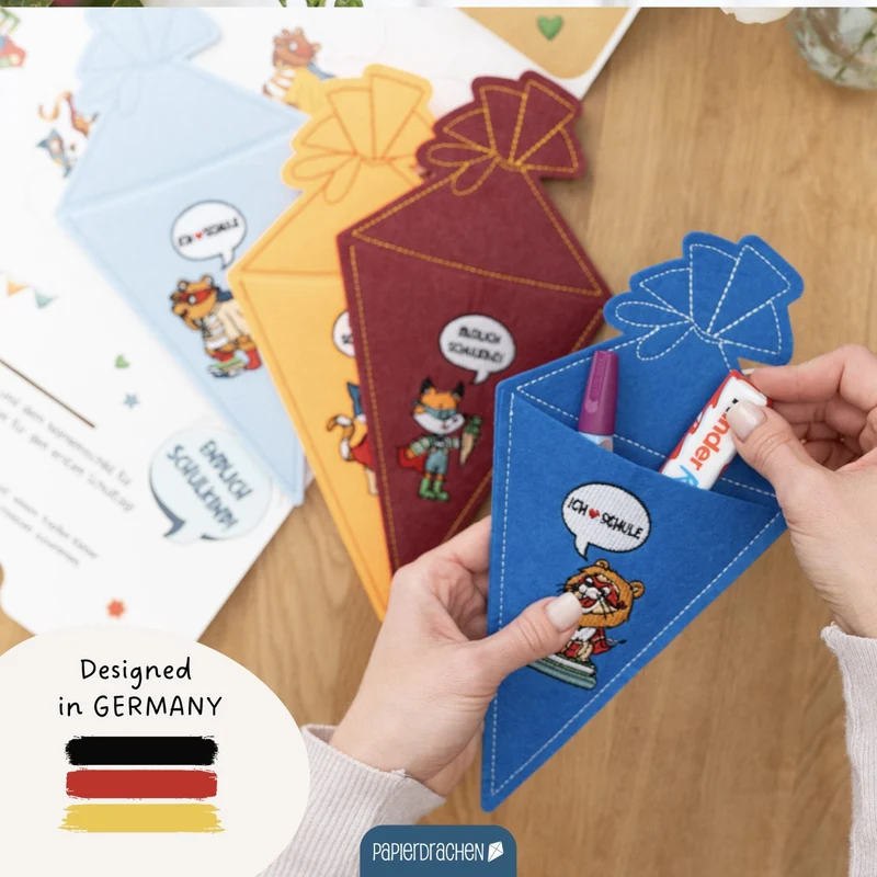 4 Filz-Taschen zur Einschulung
