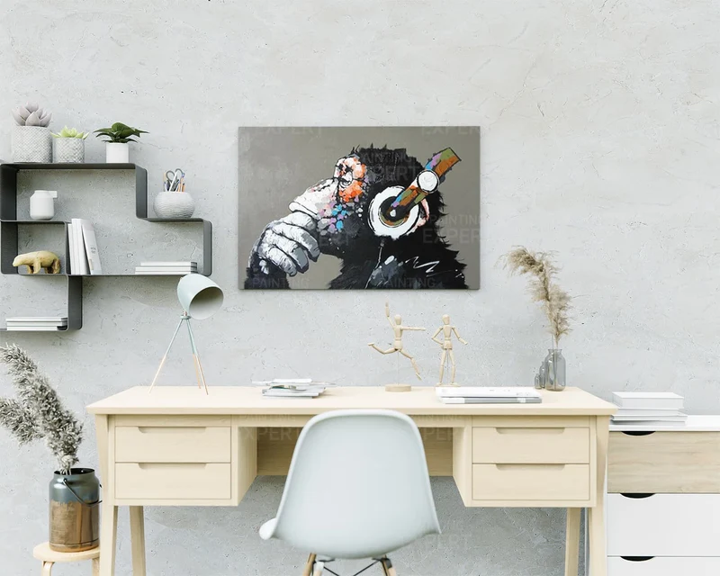 Diamond Painting Affe mit Kopfhörer