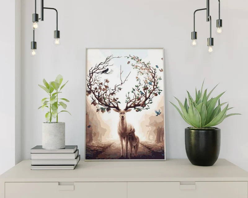 Diamond Painting Hirsch mit großem Geweih